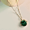 Collier Ariane plaqué or Malachite et Œil de tigre